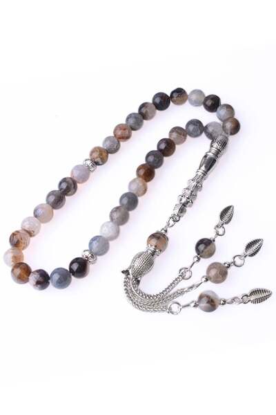 NAMAT مسبحة من الحجر الطبيعي، عدد 33 حبة، حجم الحبة 8 مم