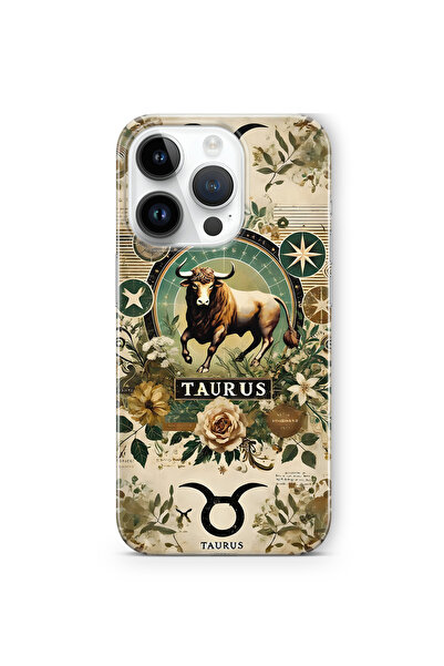 FLAMENKO iPhone 15 Pro Boğa Burcu Desenli Şeffaf Telefon Kılıfı