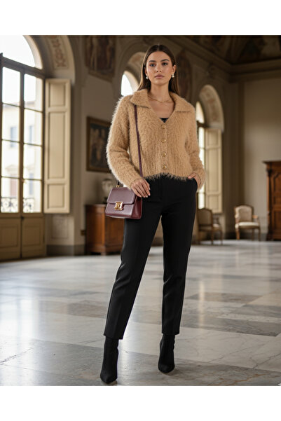 Tradinyom Women's Soft Fur-Lined Luxury Design Cardigan – Warm and Stylish