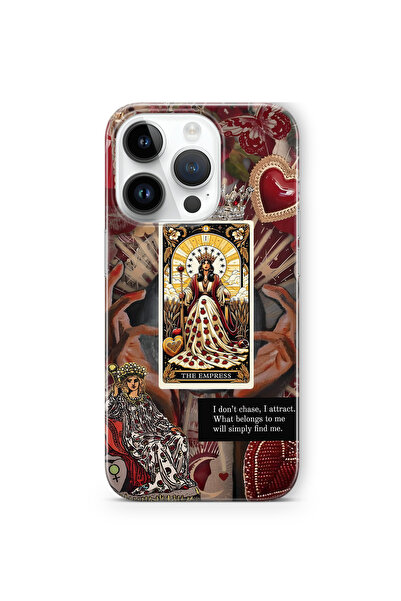 FLAMENKO iPhone 14 Pro Max  uyumluThe Empress Kraliçe Tarot Desenli Şeffaf Te...