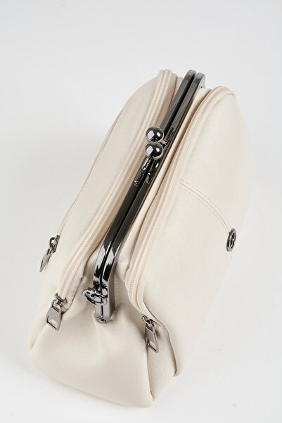 Vivaq Geantă de mână și de umăr pentru femei, crem, cu 4 compartimente, căptușită, cu închidere cu fermoar