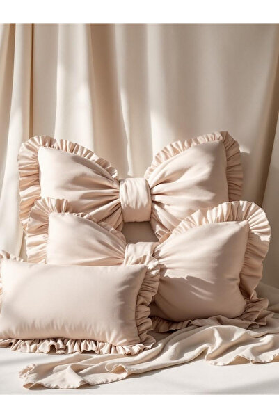 FARCY Set de perne decorative cu fundă cu volane (3 bucăți)