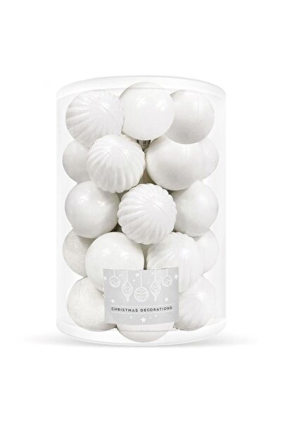 SERSIMO Christmas bauble set, 20 pieces, 5 models, 6cm, white