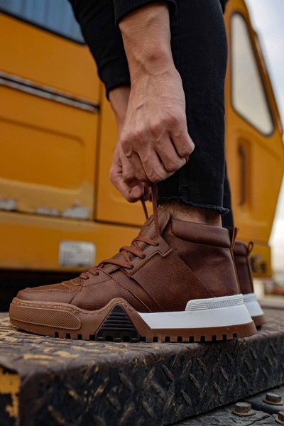 Zapatos CH057x Ghost Line Erkek Spor Günlük Bağcıklı Cilt Bot CTBT - Taba