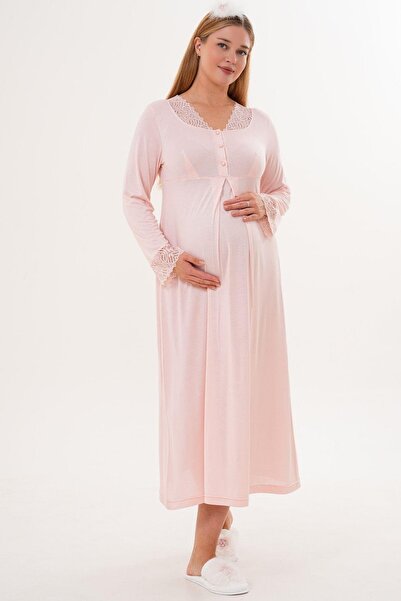 Mecit Pijama Mecit 6305 Pudra Hamile Lohusa Gecelik