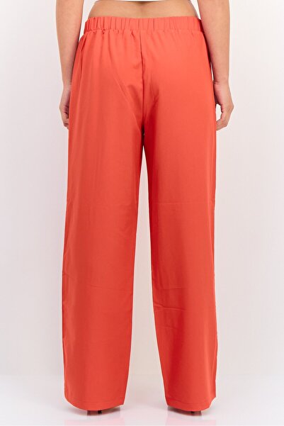 Fire & Glory Women Regular Fit Plain Wide Leg Pants, Red