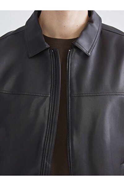 LC Waikiki Vision Нов сезон Стандартен модел Мъжко палто с кожен вид