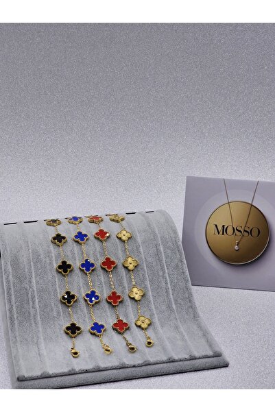 MossoStil Yonca Model 4 lü Set Premium Çelik Bileklik Van Cleef