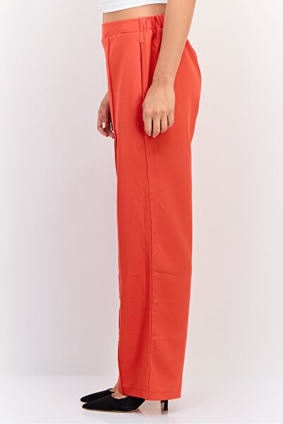 Fire & Glory Women Regular Fit Plain Wide Leg Pants, Red