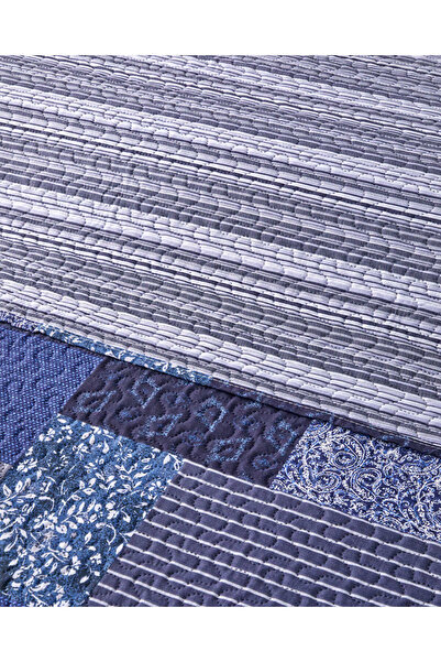 English Home Bleublanc Patch Çift Kişilik Çok Amaçlı Örtü 200x220 cm Mavi