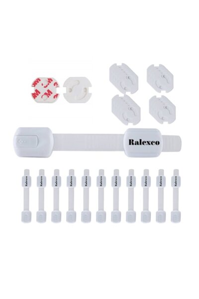 Ralexco Brands Ralexco™ 32-piece child safety set — 20 outlet covers, 12 adjustable locks with strong 3M adhesi