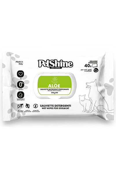 petshine مناديل مبللة للكلاب والقطط برائحة الصبار - 40 وحدة (30 × 20 سم)