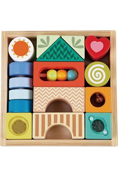 Classic World Explorer Building Blocks, 14-piece Sound Wooden Set for 18+ Months