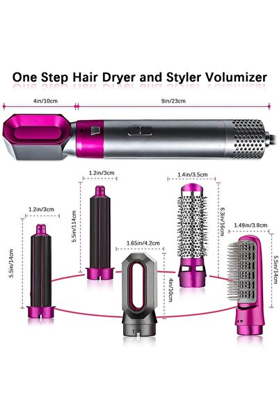 Joy 5 in 1 Hair Dryer Brush Styler, With 5 Styling Tools, 3-speed temperature, 1000W, for Hairstyle
