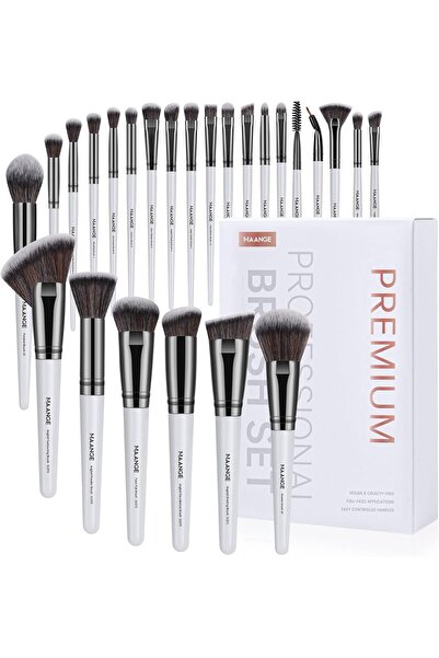 MAANGE مجموعة فرش مكياج صناعية فاخرة مع صندوق هدايا (25 قطعة) (أبيض)