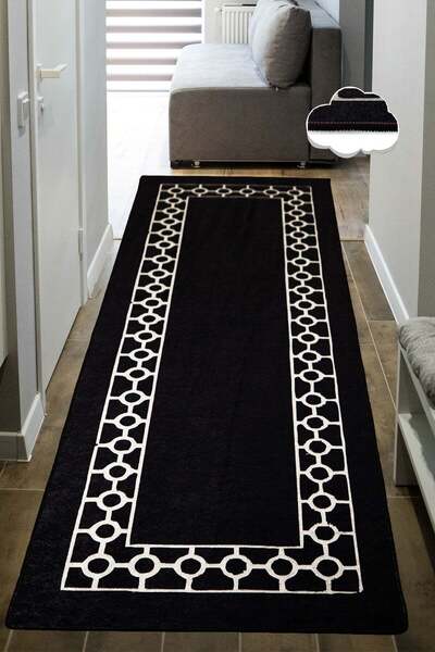 Asi Home Bague Black Hall Rug, 80 x 200 cm, Velvet/Polyester