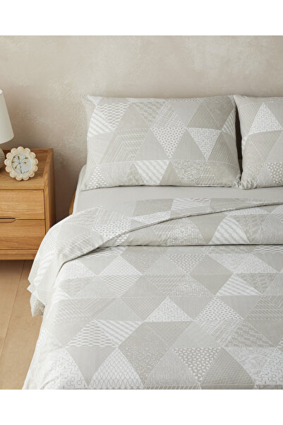 English Home طقم غطاء لحاف فردي سهل الكي من تريو باتش مقاس 160×220 سم لون بيج