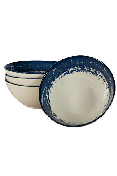 Cesiro Set of 4 bowls, 600 ml, Maritim, Ivory White with Navy Blue