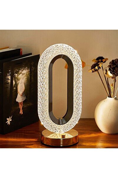 fulina Oval Table Lamp, Stepless Dimmable Touch Lamp with 3 Colors, Rechargeable Night Light with USB Port