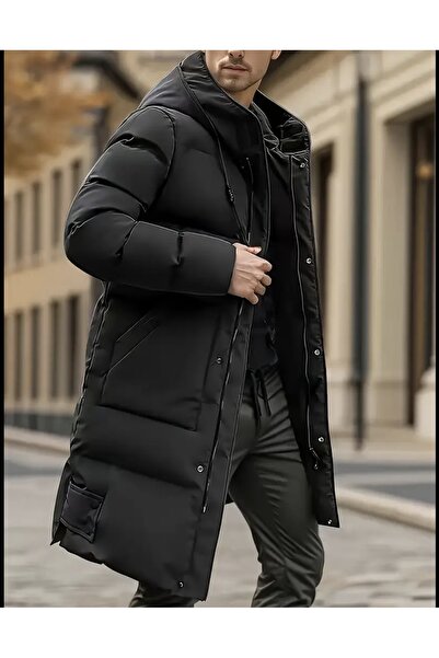 Yasee Merinos Yün Uzun Kollu Kapüşonlu Termal Mont