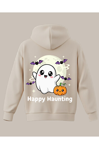 Ebiidesign Happy Haunting Printed Halloween Sweatshirt