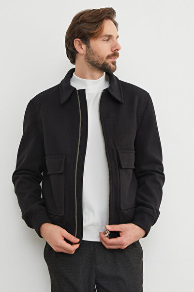 Fulla Moda Μπουφάν με φερμουάρ και τσέπη με λαιμόκοψη πόλο