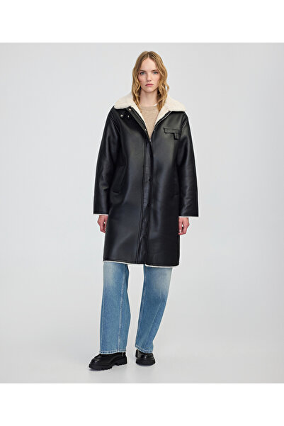 İpekyol Faux Fur Mix Leather-Look Coat