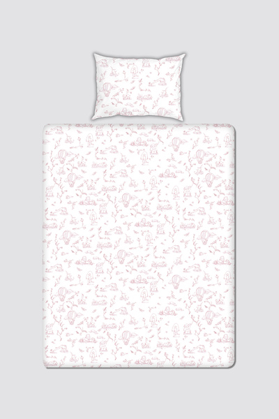 Atelier Babbi %100 PAMUK SATEN ÇOCUK ÇARŞAF SETİ - TOILE DE JOUY / PEMBE (120...