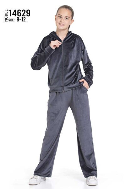 Toçka Girl's Suit Velvet Fabric Soft and Pleasant to the Touch Simple Zipper Hoodie