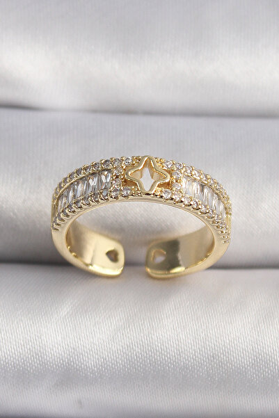 Skygo Brass Gold Color Zircon Stone Star Processing Vip Series Women's Ring - Tj-Byk3510