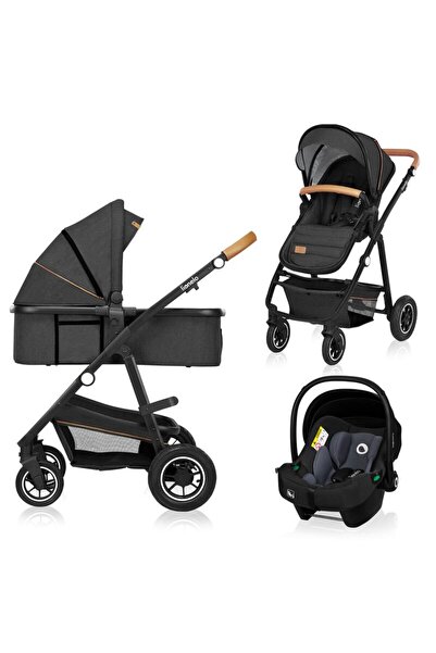 Lionelo Carucior 3 in 1, Lionelo, Amber, Cadru aluminiu, Cu landou intarit si salteluta moale, Cu scoica