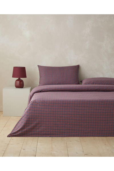 English Home Tile Check İpliği Boyalı Tek Kişilik Çarşaflı Nevresim Takımı 16...