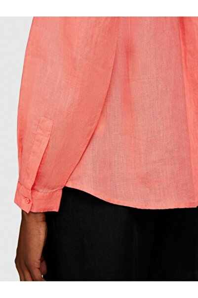 Sisley Women's 100% Linen Buttoned Long Sleeve Shirt with Chest Pocket 324P5Bmllq06S-Sis37N