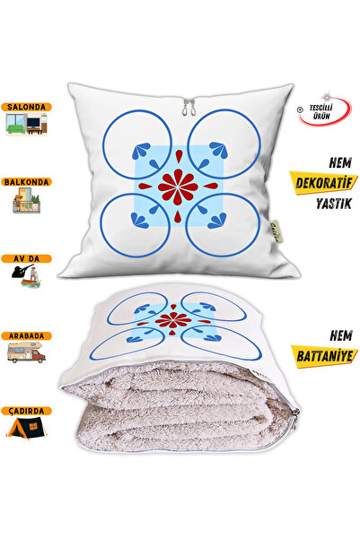 CAİSYA بطانية تلفزيون عصرية بنمط بوردر مع وسادة زخرفية اختيارية 2 في 1