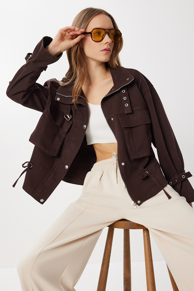 Lovelyİstanbul Μπουφάν Gabardine με καλυμμένη τσέπη LCI0045 ΚΑΦΕ