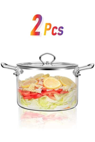 fulina Clear Glass Cooking Pot, Glass Cookware Stovetop Pot, Heat Resistant Glass Boiling Pot with Handles