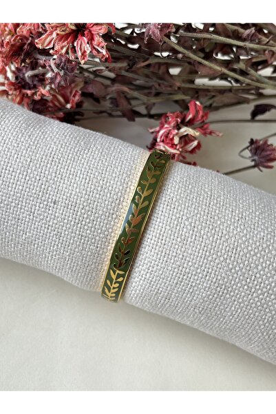 BURÇİN AKSESUAR Zeytinyağ Yeşili 316 L Ayar Mineli Çelik Kelepçe