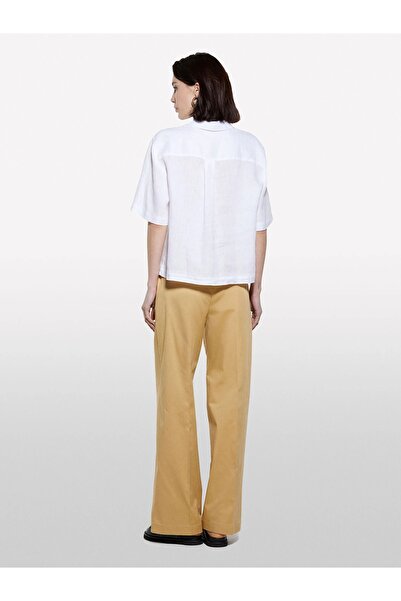 Sisley Women's 100% Linen Short Sleeve Shirt 325P5Bmllq08U-Sis101