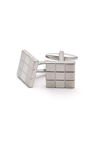 6AM Ceremony Silver rectangular buttons with engraved square pattern