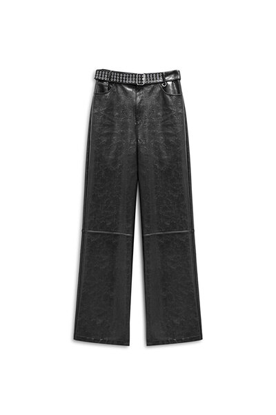 Twist Leather Look W Wide Leg Fit Pants