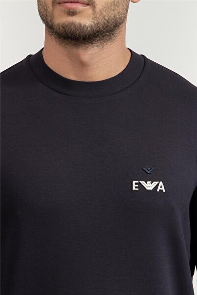 Emporio Armani Logo İşlemeli Streç Pamuklu Regular Fit Bisiklet Yaka Sweat Erkek SWEAT EM002919 AF10