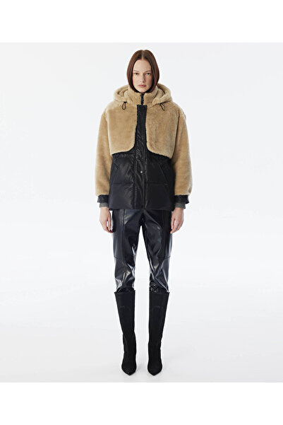 Twist Contrast Textured Coat