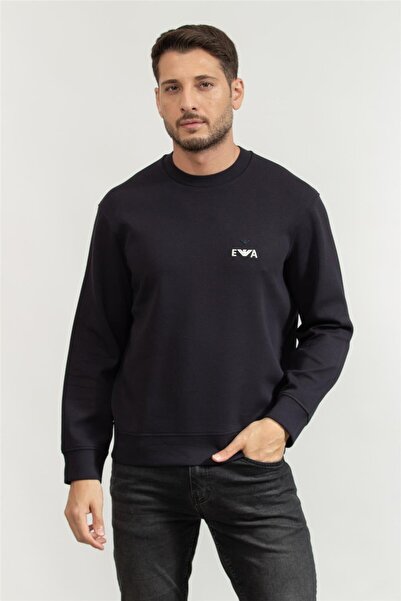 Emporio Armani Logo İşlemeli Streç Pamuklu Regular Fit Bisiklet Yaka Sweat Erkek SWEAT EM002919 AF10