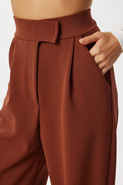 Lovelyİstanbul Beli Cırtlı Rahat Palazzo Pantolon LRV0003 AÇIK KAHVERENGİ