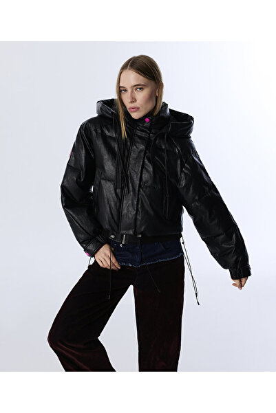 Twist Leather Look Puffer Coat