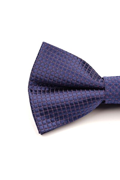 6AM Ceremony Papion albastru pre-legat cu model pătrat roșu, din mătase