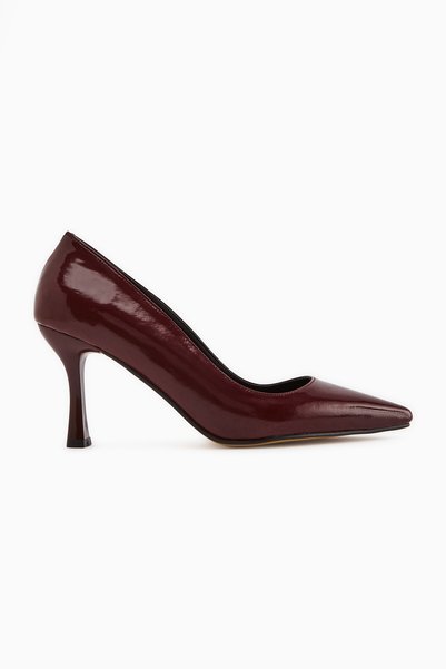 Limoya Pantofi cu toc pentru femei Dolly Burgundy din piele lacuita
