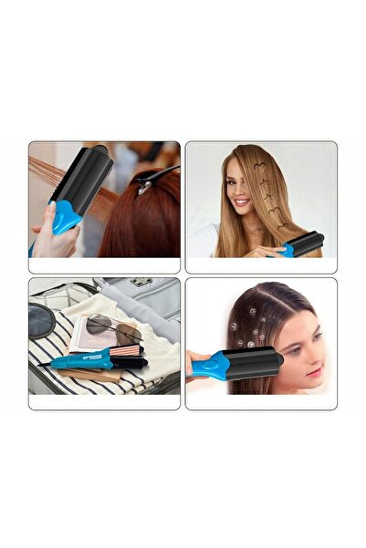 verk group patterned hair straightener, set with 5 plates, adjustable 140-220°C, blue, 29x3.5 cm