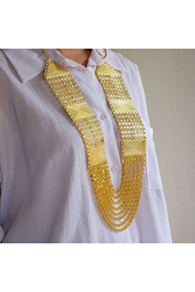 FerizZ Altın Kaplama İmitasyon 8 Sıralı Urfa Akıtma Kolye KLY-657