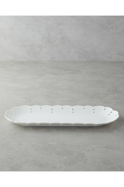 English Home Elodie Porselen Kayık Tabak 43 cm Beyaz